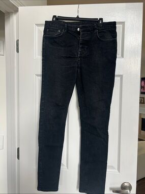 Ksubi Men's Black Slim Jeans with red detail
